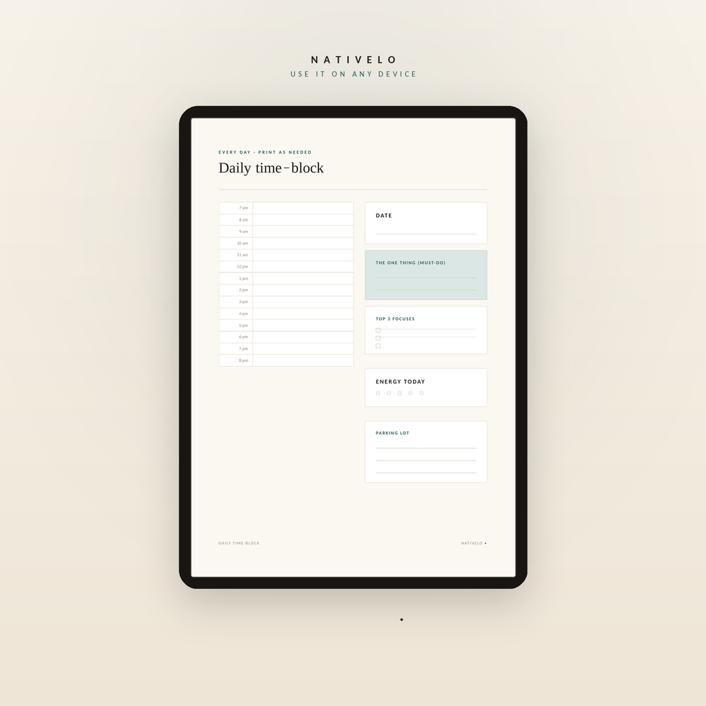 Less Chaos, More Done — A Focus & Time-Block Planner Built for Busy, Distractible Brains