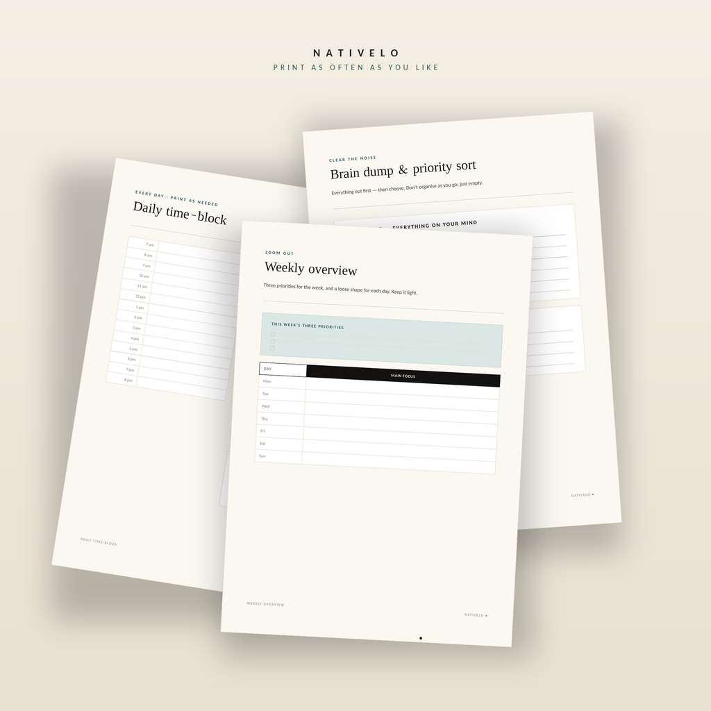 Less Chaos, More Done — A Focus & Time-Block Planner Built for Busy, Distractible Brains