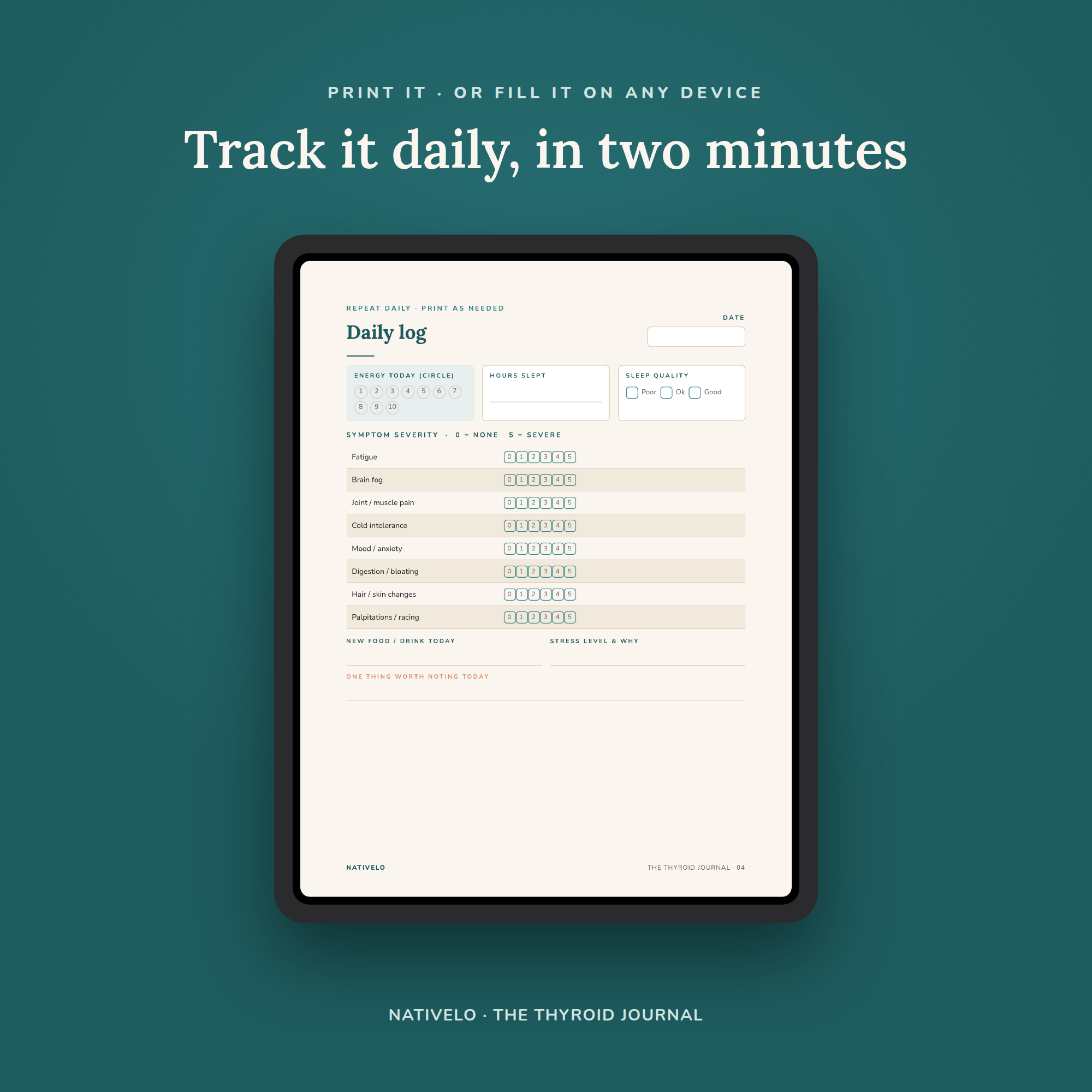 The Thyroid Journal — Symptom, Flare & Lab Tracker | Printable PDF for Doctor Visits